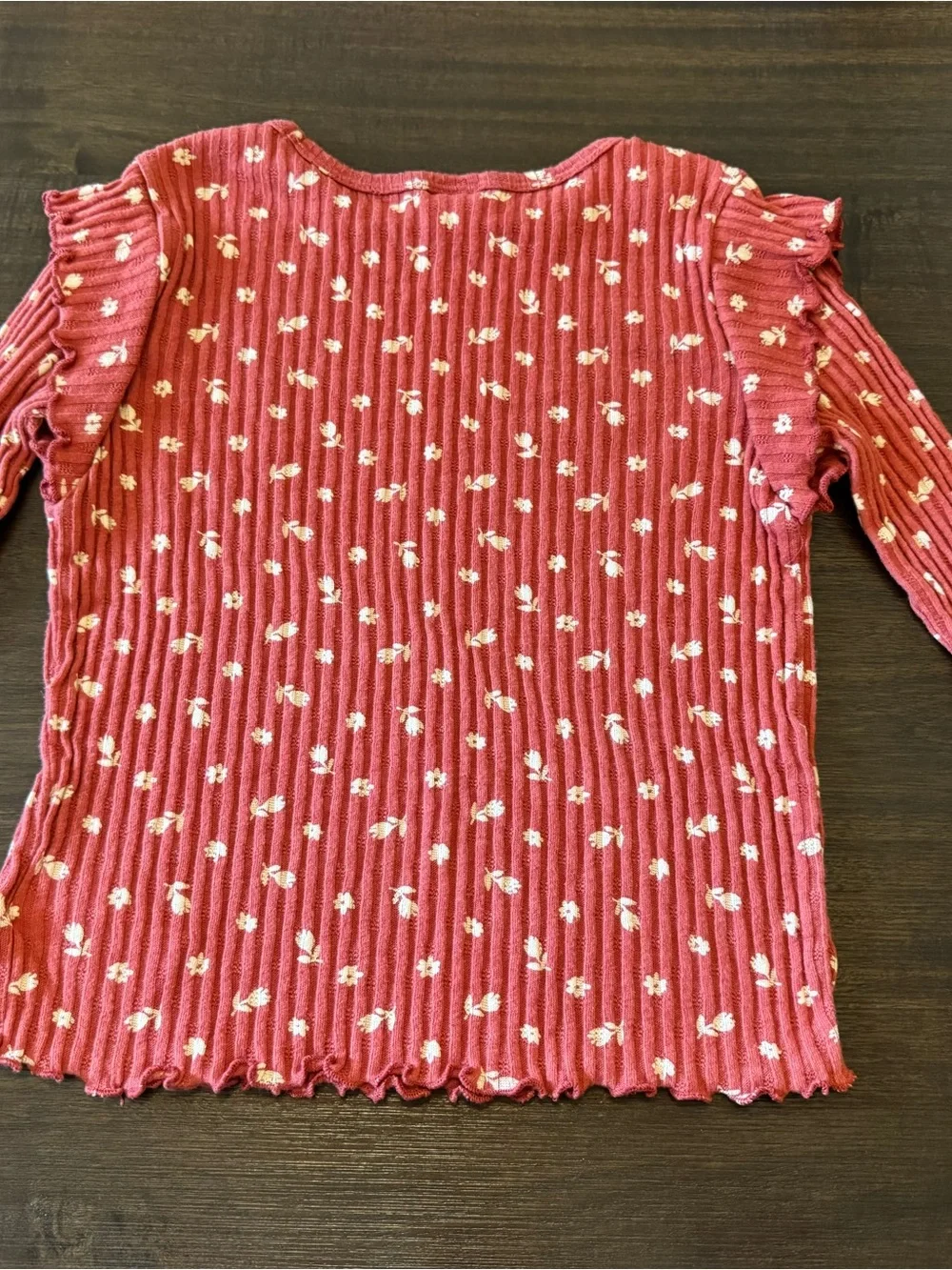 Old Navy Girls’ Ribbed Floral Ruffle Long Sleeve Tee